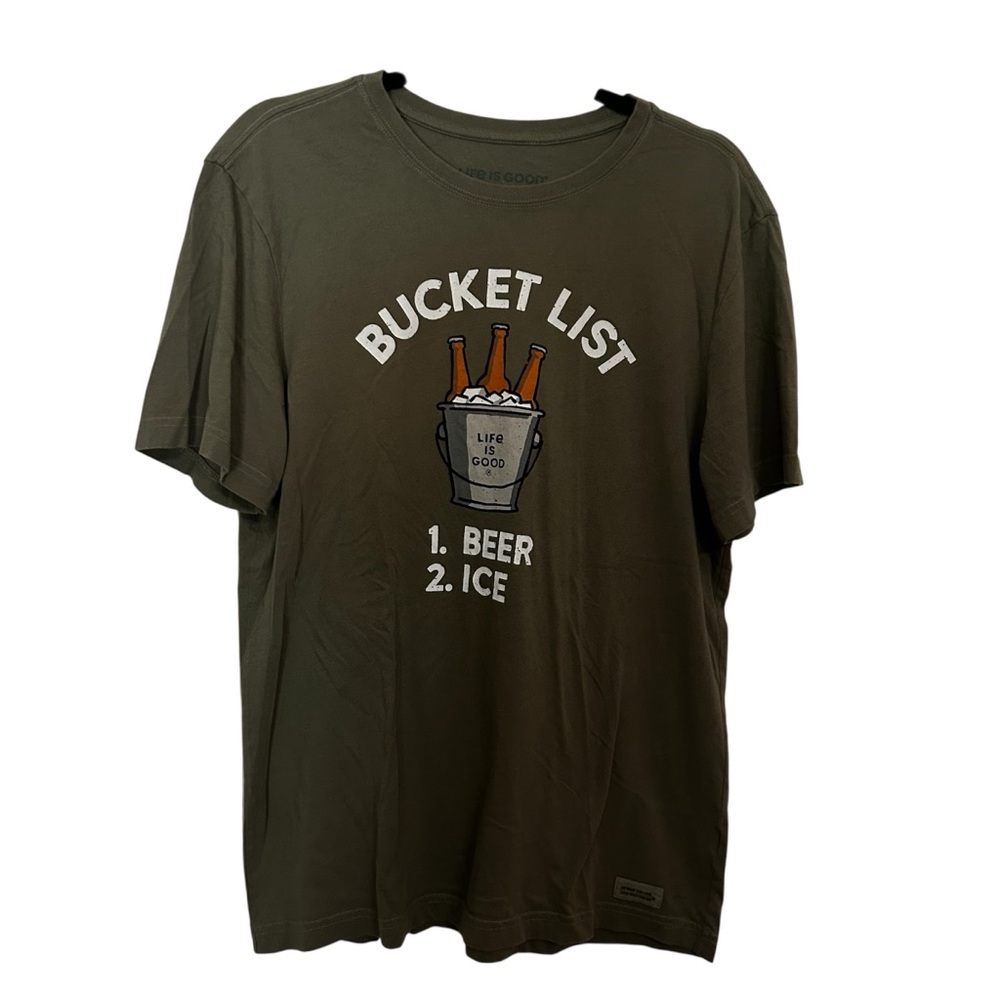Life Is Good Men's Green Bucket List Crusher Lite Tee Size M